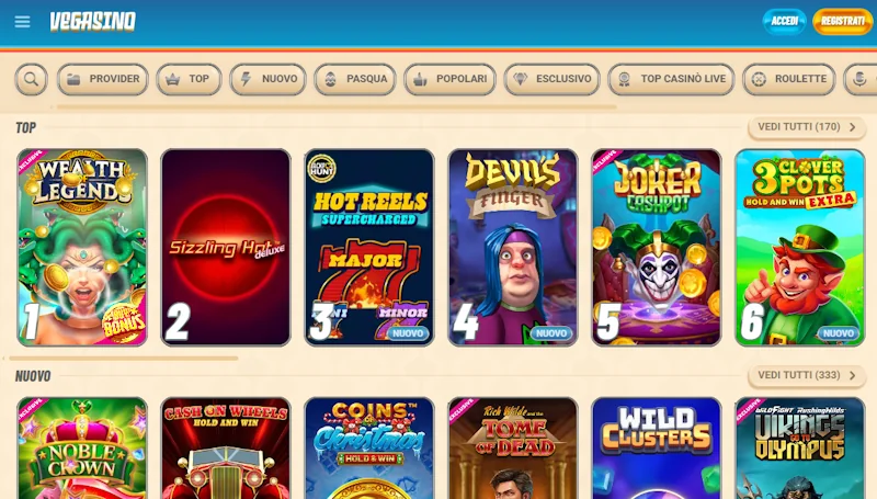 Giochi di Vegasino Casino Italia